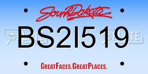 BS2I519 South Dakota License Plate