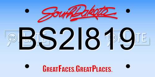 BS2I819 South Dakota License Plate