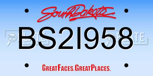 BS2I958 South Dakota License Plate
