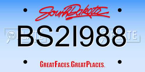 BS2I988 South Dakota License Plate