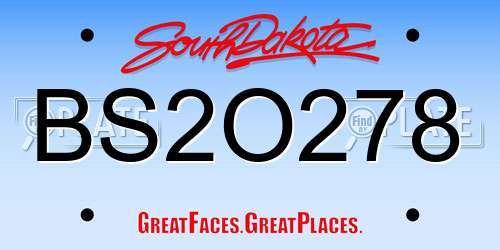 BS2O278 South Dakota License Plate