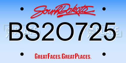 BS2O725 South Dakota License Plate