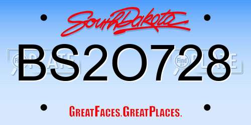 BS2O728 South Dakota License Plate