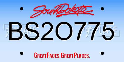 BS2O775 South Dakota License Plate