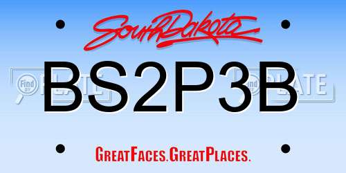 BS2P3B South Dakota License Plate