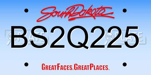 BS2Q225 South Dakota License Plate