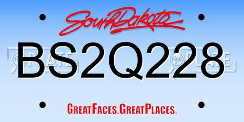 BS2Q228 South Dakota License Plate