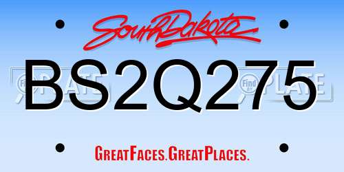BS2Q275 South Dakota License Plate