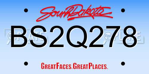 BS2Q278 South Dakota License Plate