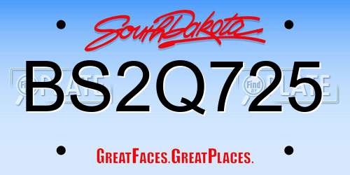 BS2Q725 South Dakota License Plate