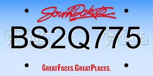 BS2Q775 South Dakota License Plate