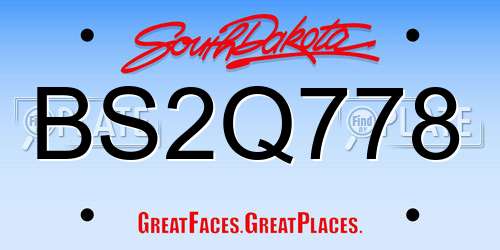 BS2Q778 South Dakota License Plate