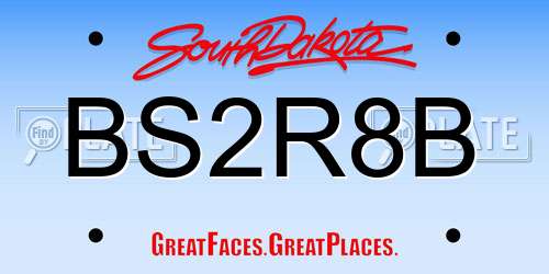 BS2R8B South Dakota License Plate