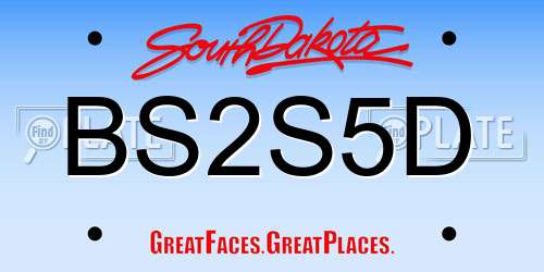 BS2S5D South Dakota License Plate