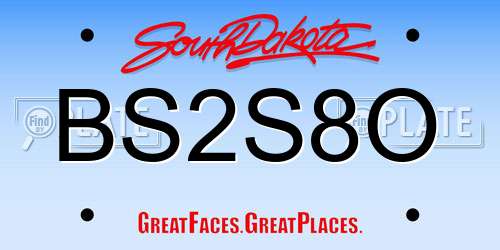 BS2S8O South Dakota License Plate