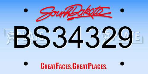 BS34329 South Dakota License Plate