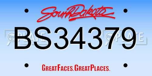 BS34379 South Dakota License Plate
