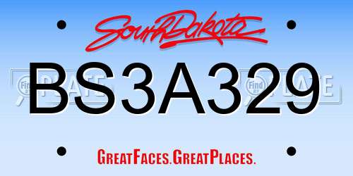 BS3A329 South Dakota License Plate