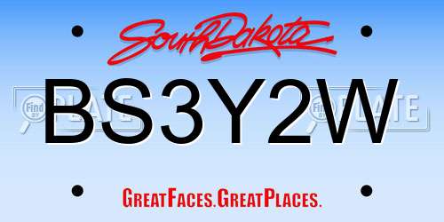 BS3Y2W South Dakota License Plate