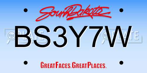 BS3Y7W South Dakota License Plate