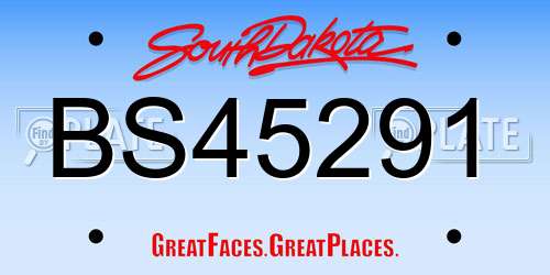 BS45291 South Dakota License Plate