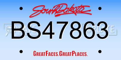 BS47863 South Dakota License Plate