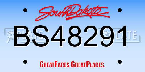 BS48291 South Dakota License Plate