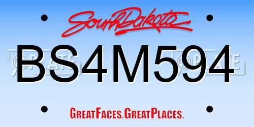 BS4M594 South Dakota License Plate
