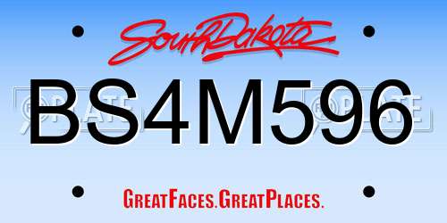 BS4M596 South Dakota License Plate