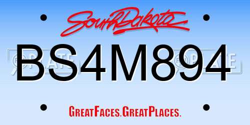 BS4M894 South Dakota License Plate