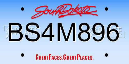 BS4M896 South Dakota License Plate