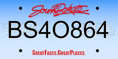 BS4O864 South Dakota License Plate