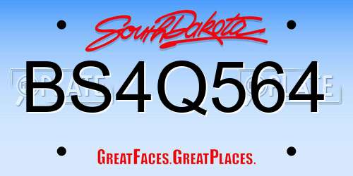 BS4Q564 South Dakota License Plate