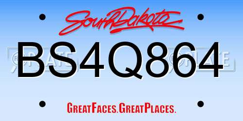 BS4Q864 South Dakota License Plate