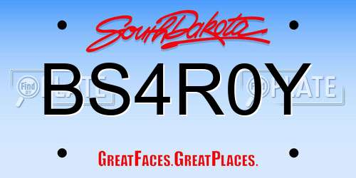 BS4R0Y South Dakota License Plate
