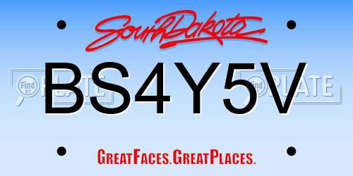 BS4Y5V South Dakota License Plate