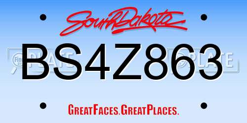 BS4Z863 South Dakota License Plate