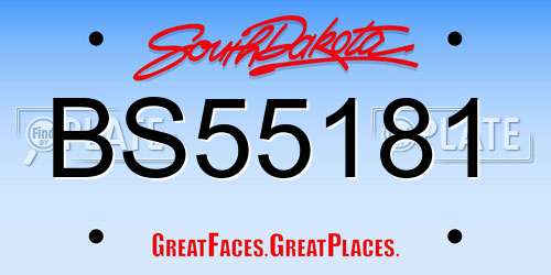 BS55181 South Dakota License Plate