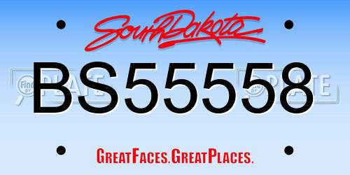 BS55558 South Dakota License Plate