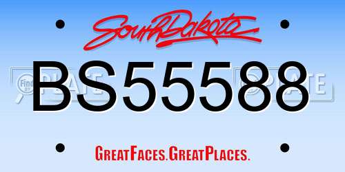 BS55588 South Dakota License Plate