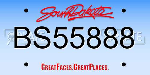 BS55888 South Dakota License Plate