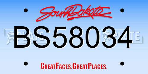 BS58034 South Dakota License Plate