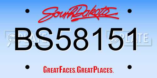 BS58151 South Dakota License Plate