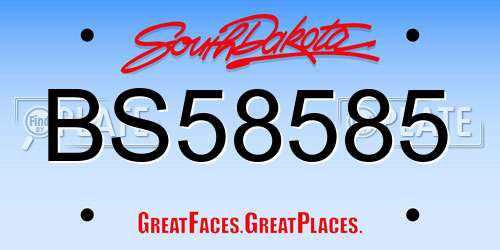BS58585 South Dakota License Plate