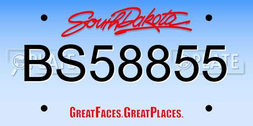 BS58855 South Dakota License Plate