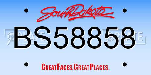 BS58858 South Dakota License Plate