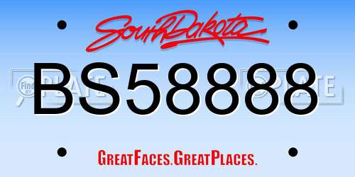 BS58888 South Dakota License Plate