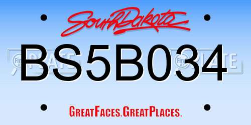 BS5B034 South Dakota License Plate