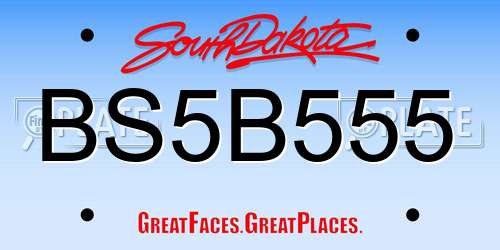 BS5B555 South Dakota License Plate