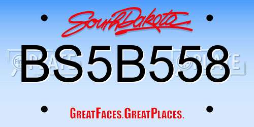 BS5B558 South Dakota License Plate